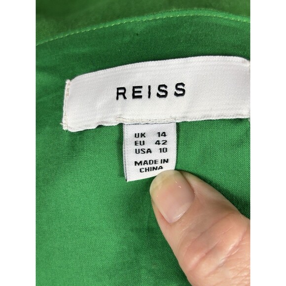 Reiss Esme Wrap Dress Bright Green Size 10 Reiss Linen Dress Bright Green Midi - Picture 5 of 14